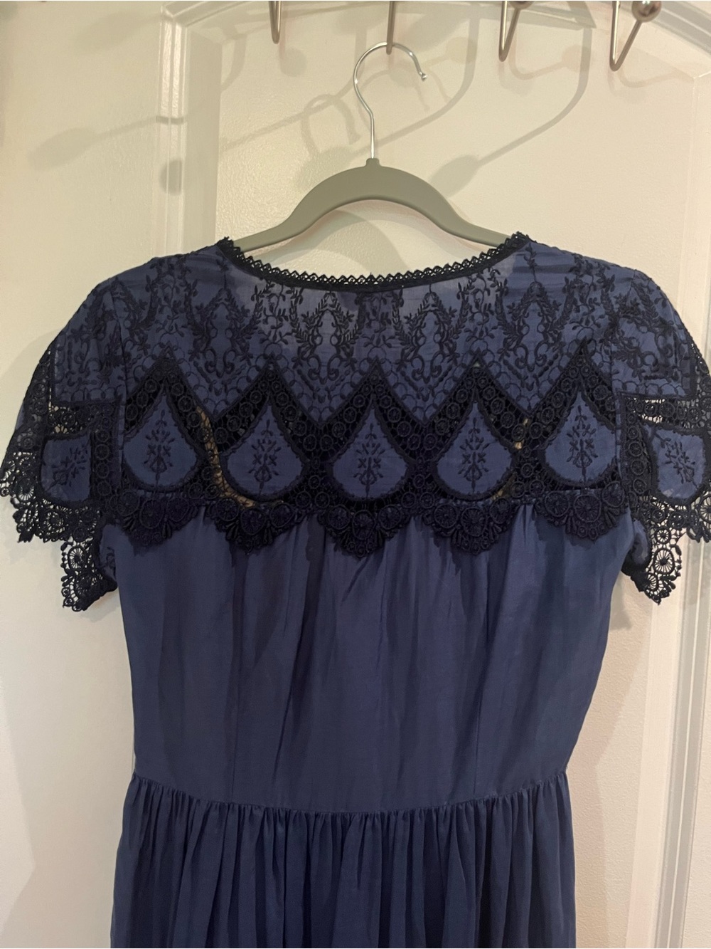 Collette by Collette Dinnigan Blue Lace Inset Midi Dress Sz XXS Dark Romantic - Picture 6 of 14